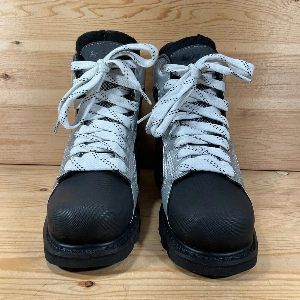 NWOB Bari Hockey Skate Boots Rookie Kids 5.5 M Black Silver Water Resistant